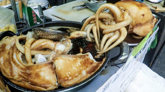 Hongkong street food, braised big cuttlefish