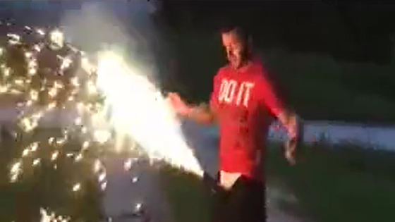 The man actually put the fireworks in his crotch.