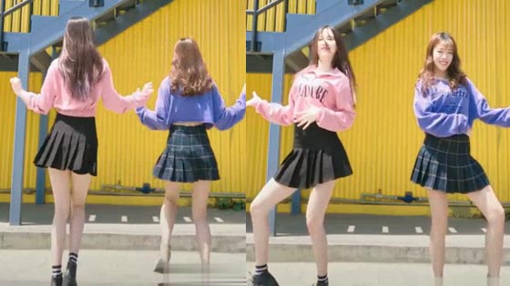 The latest and hottest dance. The two girls are very good. Which one do you like？
