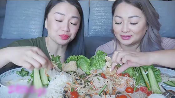 SAS VLOGS: s sister and LETS EAT seafood salad platter. It’s so good to have sisters.