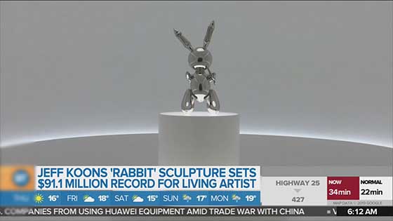 Jeff Koons 'Rabbit' sculpture goes for $91.1 million