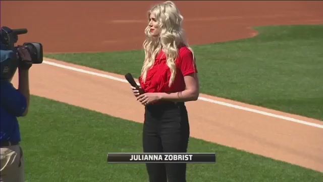 the national anthem,sings by Julianna Zobrist