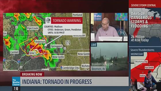 Tornado Warning In Progress live. Memorial Day storms bring winds and damage.