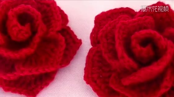 Crochet knitting vivid roses, like to go to school