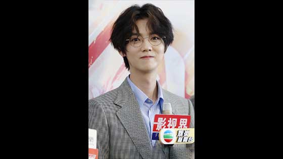Lu Han staged "glasses to kill", in the middle of the curly hair retro small suit, like a comic boy.