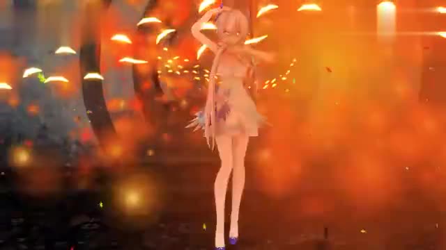 Such a big fire is terrible that the skirt will burn out the blue line of the blue sea dancing Greeds Accident Beauty hot dance animation MMD dance