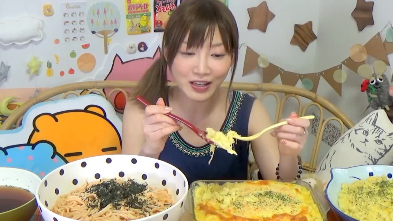 [Miss Big Stomach King Accelerated Edition] Miss Big Stomach King, a Japanese beauty, eats 6 kilograms of food. Canned crab meat + macaroni and cheese + spaghetti!