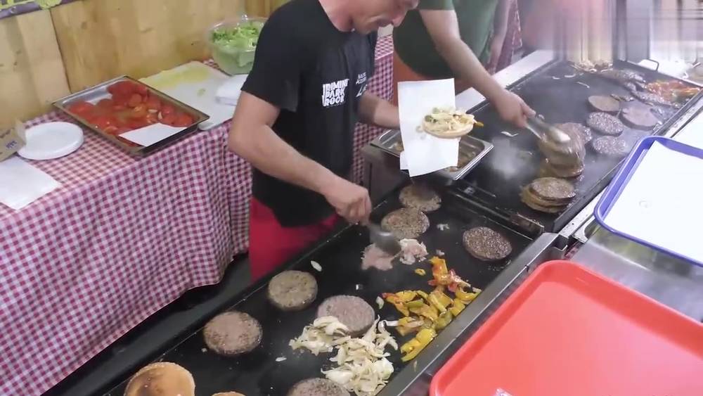 Italian street food, steak hamburger