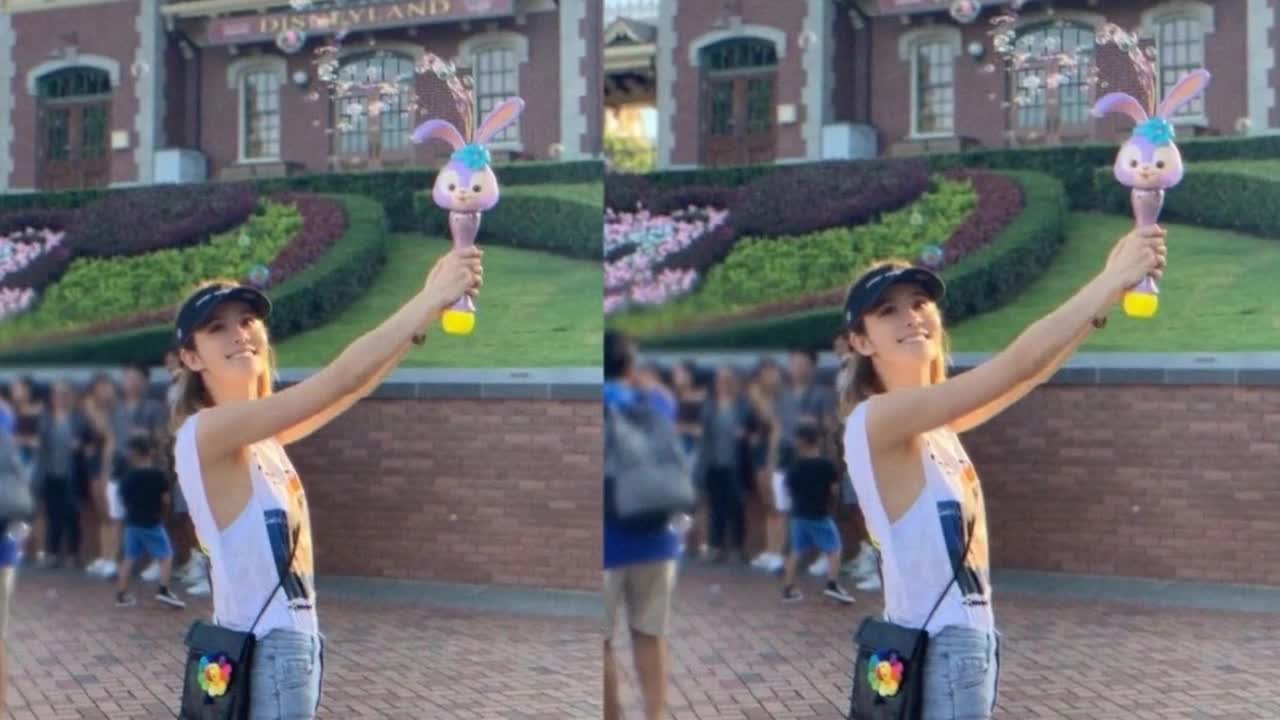Zhang Xinyue exposed her boyfriend's beautiful perspective, pursed her lips and played with bubbles, and smiled happily and sweetly.
