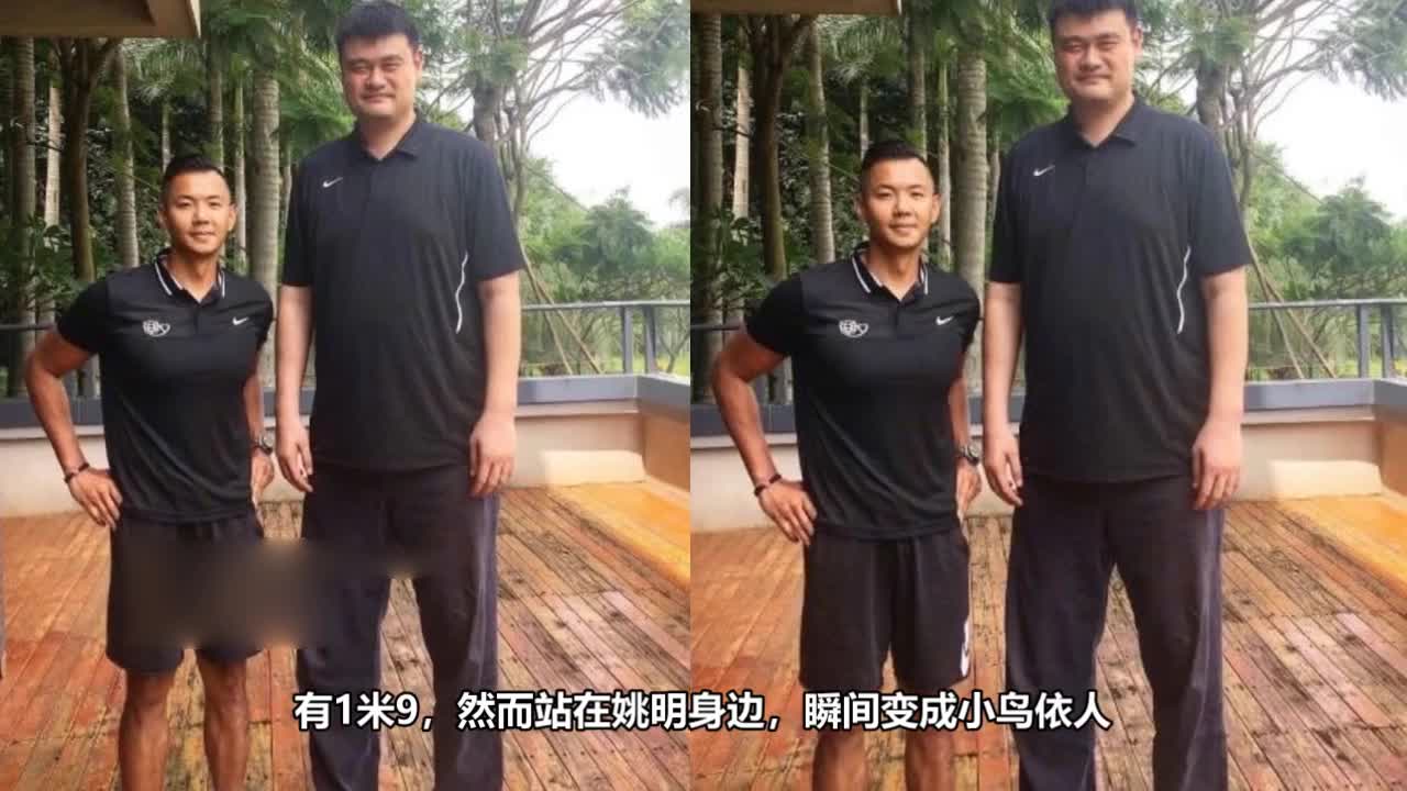 Chen Jianzhou and Yao Ming look like birds in the same frame. Yao Ming has a big body and a big belly.