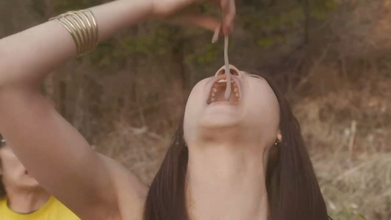Women swallow parasites for leanness, resulting in horrible mutations, a Japanese heavy-tasting zombie movie
