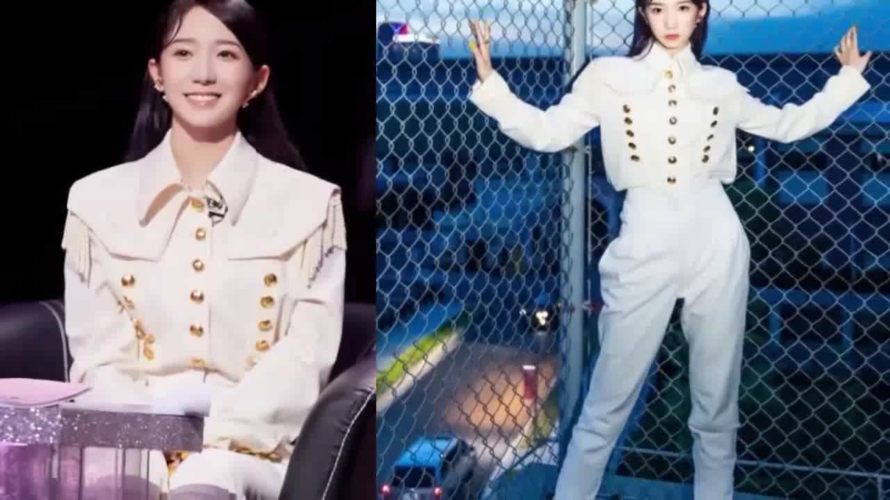 Meng Meiqi's court dress is new look, pure white house court wind suit shows ant waist perfectly, handsome and dead