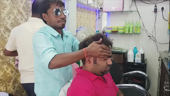 Massage relaxing video near me: Great head massage in India.