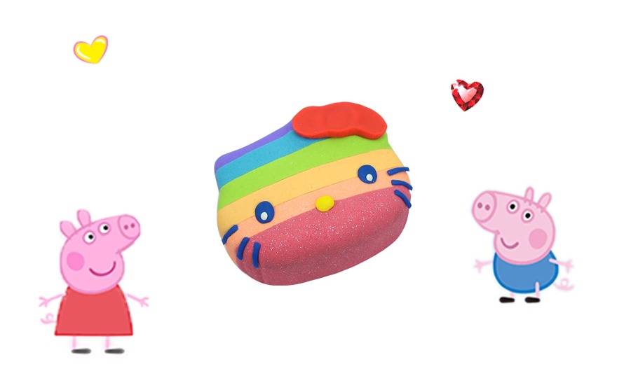 Happy Shape Paradise teaches you how to make creative rainbow Kitty Cat with mud