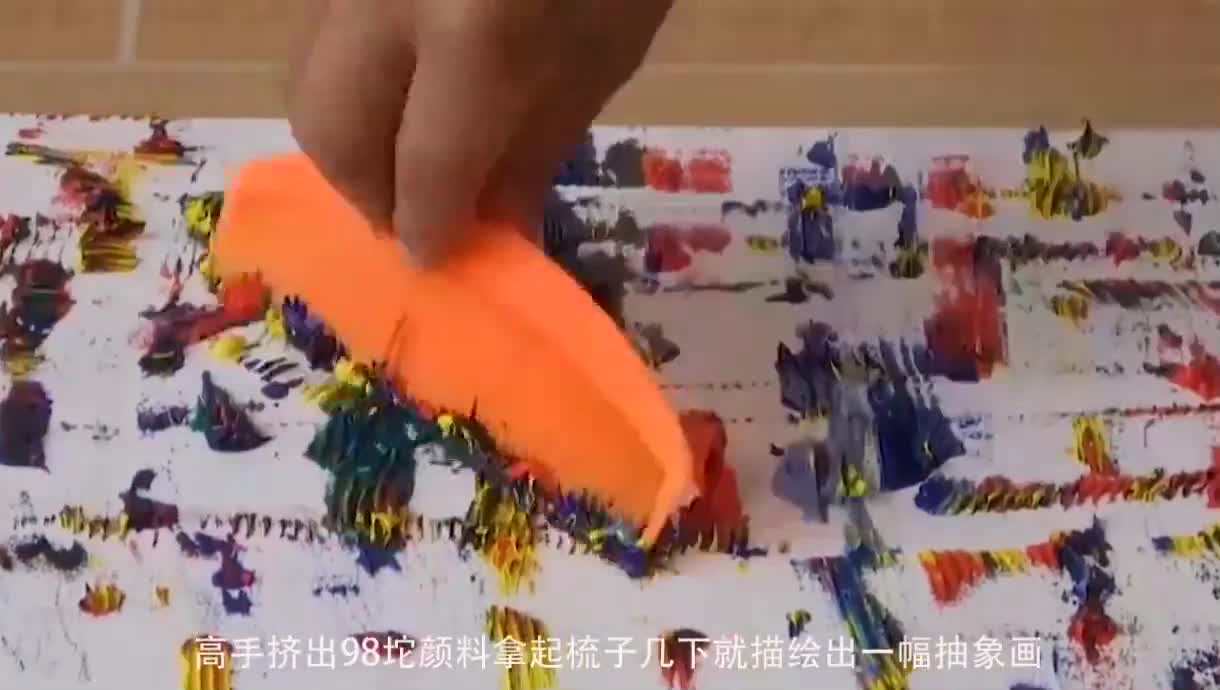 A master extrudes 98 paints, picks up the comb and draws an abstract picture in a few strokes.