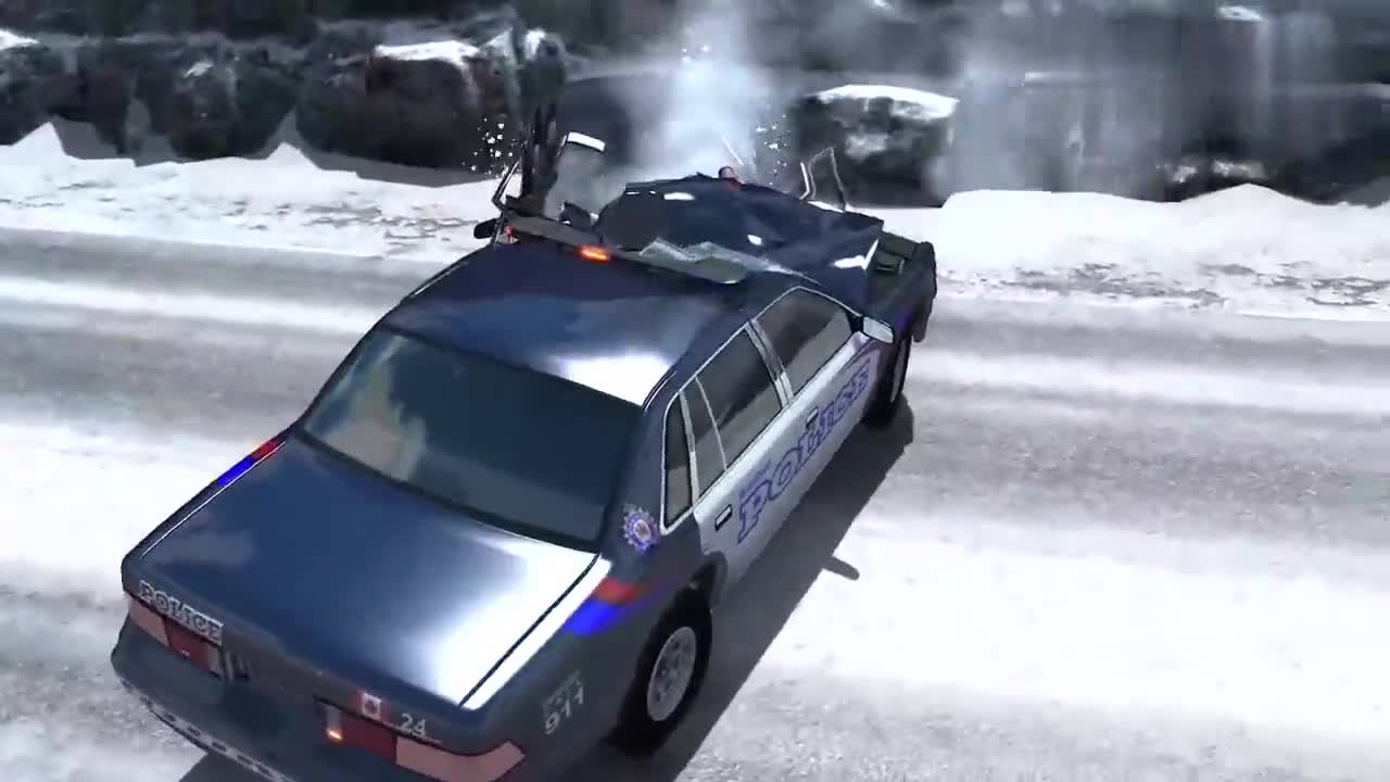BeamNG: Police cars are driving at full speed to catch up with crazy drivers and simulate real car accidents