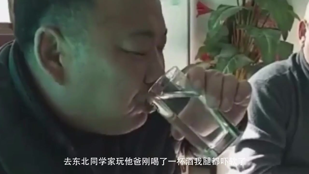 When I went to my classmate's home in Northeast China, his father just drank a glass of wine and my legs were all frightened.