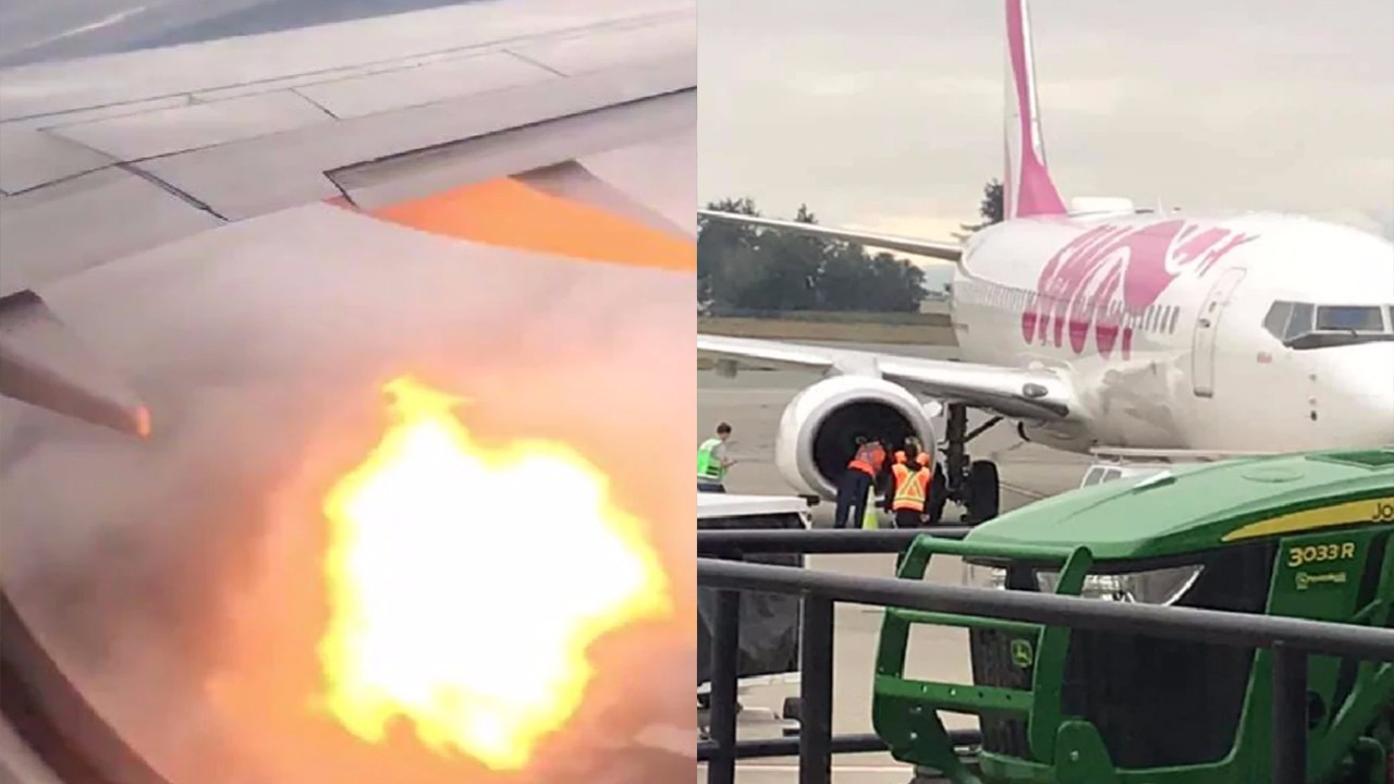 A Canadian Boeing 737 was hit by a bird, its engine blew out, and passengers were frightened to write suicides.
