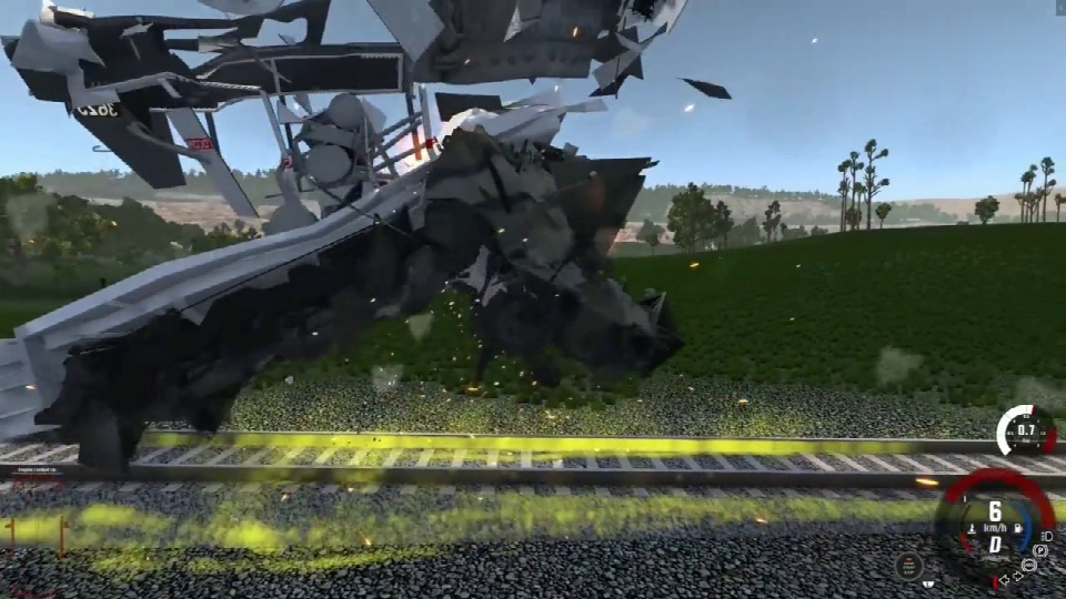 BeamNG: All kinds of ways to destroy armored vehicles! Put the car on the track and hit the middle train on both sides