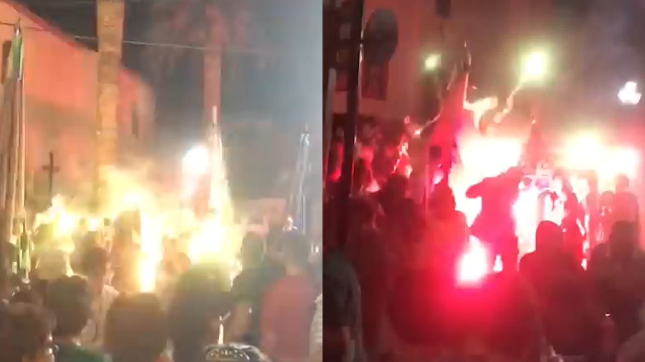 Festival celebration fireworks suddenly flew into the crowd, seven people were injured, crying.