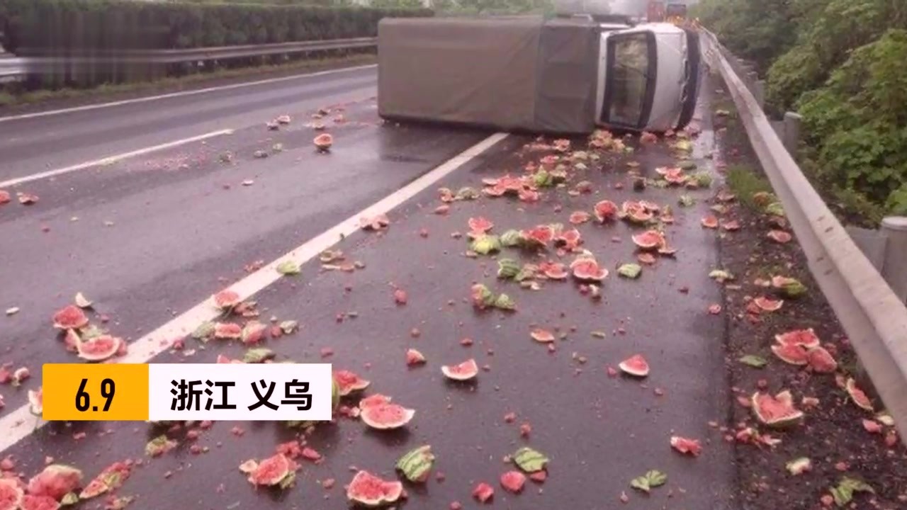 2500 pounds of watermelon fell off the freeway.