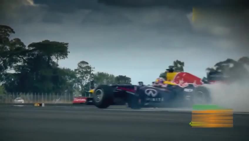 Formula 1 racing and fighter racing in straight line, it's cool