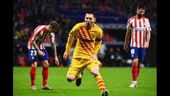 Lionel Messi has scored his first goal at Atletico Madrid vs Barcelona