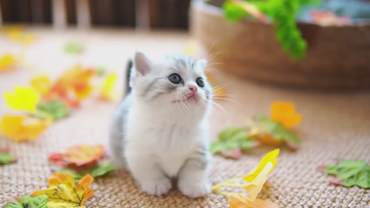 Short legged kitten autumn garden party!